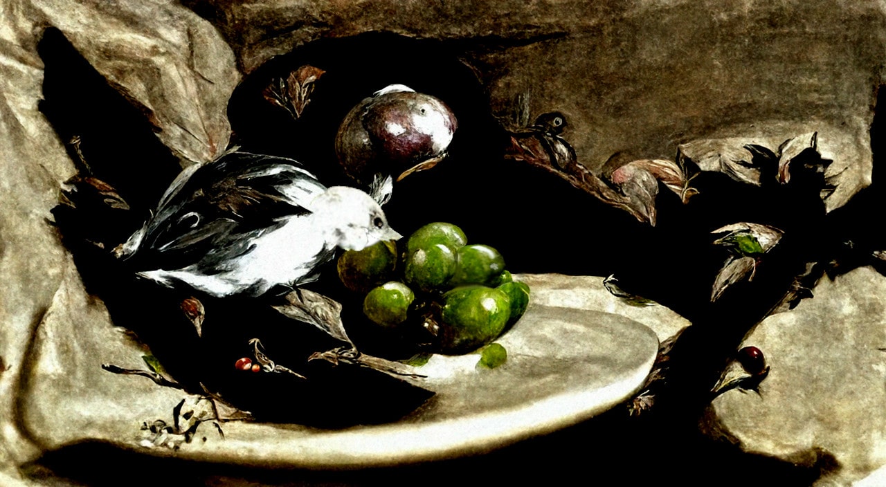 Натюрморт с птицей и фруктами
